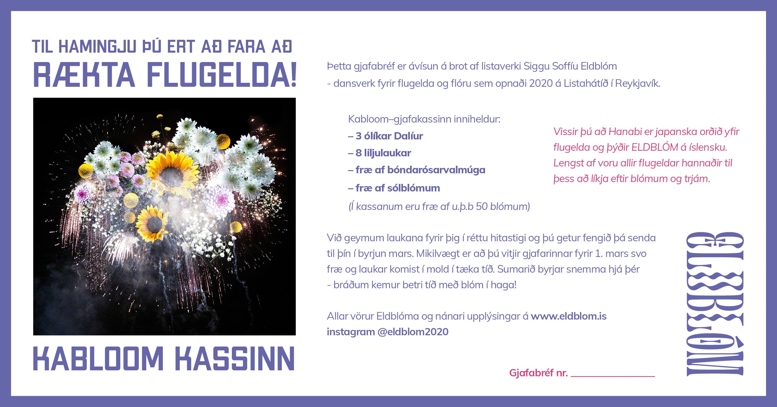 Gjafabréf- Ræktaðu flugelda